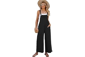 COZYPOIN Women's Cotton Bib Overalls Wide Leg Loose Fit Jumpsuit Baggy Fashion Sleeveless Rompers