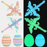 Olee Odee 4PCS Dragon Eggs with Mini Dragon Inside 3D Printed Mystery Gifts Toys Set for Kids Boys Girls Easter Christmas Birthday Graduation Back to School Stocking Stuffer(Glow & Multicolor)