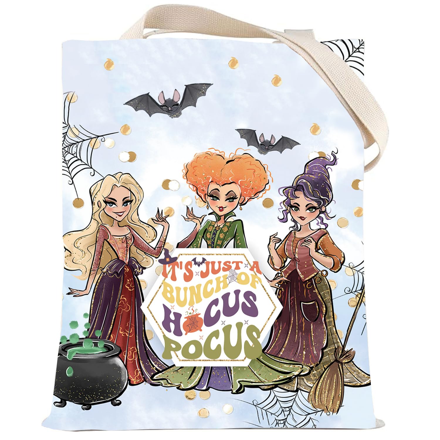 LEVLO Sister Movie Cosmetic Bag Witch Fans Gift It's Just a Bunch of Hocus Makeup Zipper Pouch Bag Witch Sister Merchandise, Hocus Tote