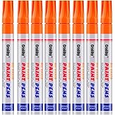 Orange Paint Markers, 8 Pack Oil-Based Waterproof Quick Dry Permanent Paint Pen Set for Rocks Painting, Wood, Fabric, Plastic, Canvas, Glass, Mugs, Metal, Tire, Stone, DIY Craft