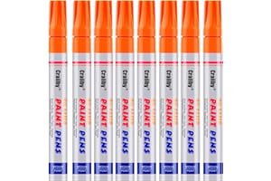 CRAIIBY Orange Paint Markers, 8 Pack Oil-Based Waterproof Quick Dry Permanent Paint Pen Set for Rocks Painting, Wood, Fabric, Plastic, Canvas, Glass, Mugs, Metal, Tire, Stone, DIY Craft