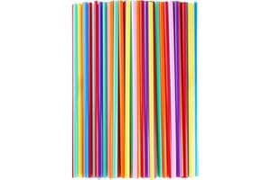 CVNDKN 100 Pcs Colorful Plastic Long Disposable Drinking Straws. (0.23''diameter and 10.2"long)
