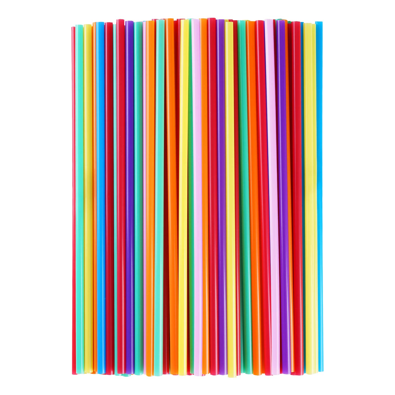 Photo 1 of 100 Pcs Colorful Plastic Long Disposable Drinking Straws. (0.23''diameter and 10.2"long)