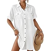 Bsubseach Women Swimsuit Coverup Button Down Bathing Suit Cover Up for Swimwear Summer Beach Shirt Dresses Resort Wear