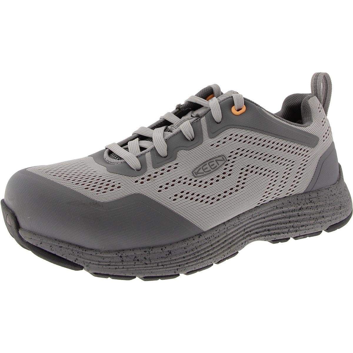KEEN Utility Women’s Sparta 2 Low Height Alloy Toe ESD Industrial Work Sneakers, Drizzle/Papaya, 6 Wide US