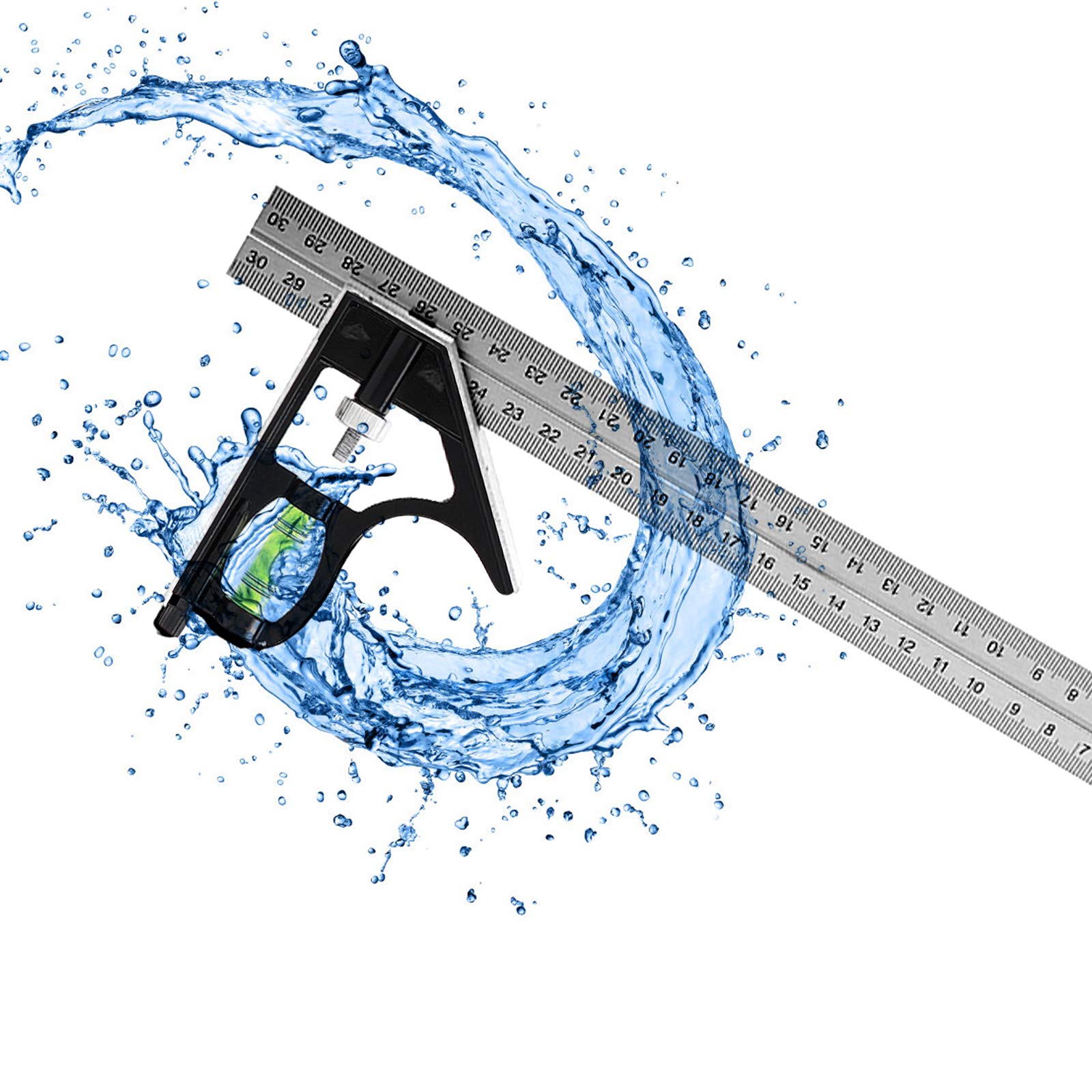 300MM 12" Adjustable Engineers Combination Square Set Kit Right Angle Ruler Combo Carpentry Carpenter Woodworking Tools Metal Ruler Framing T Ruler