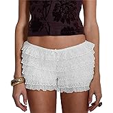 TheFound Women Y2k Lace Bloomers Ruffle Layered Shorts Cute Pumpkin Pants Sexy Low Rise Boyshorts