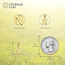 14K Yellow Gold Fine Mini Dangling Initial A-Z