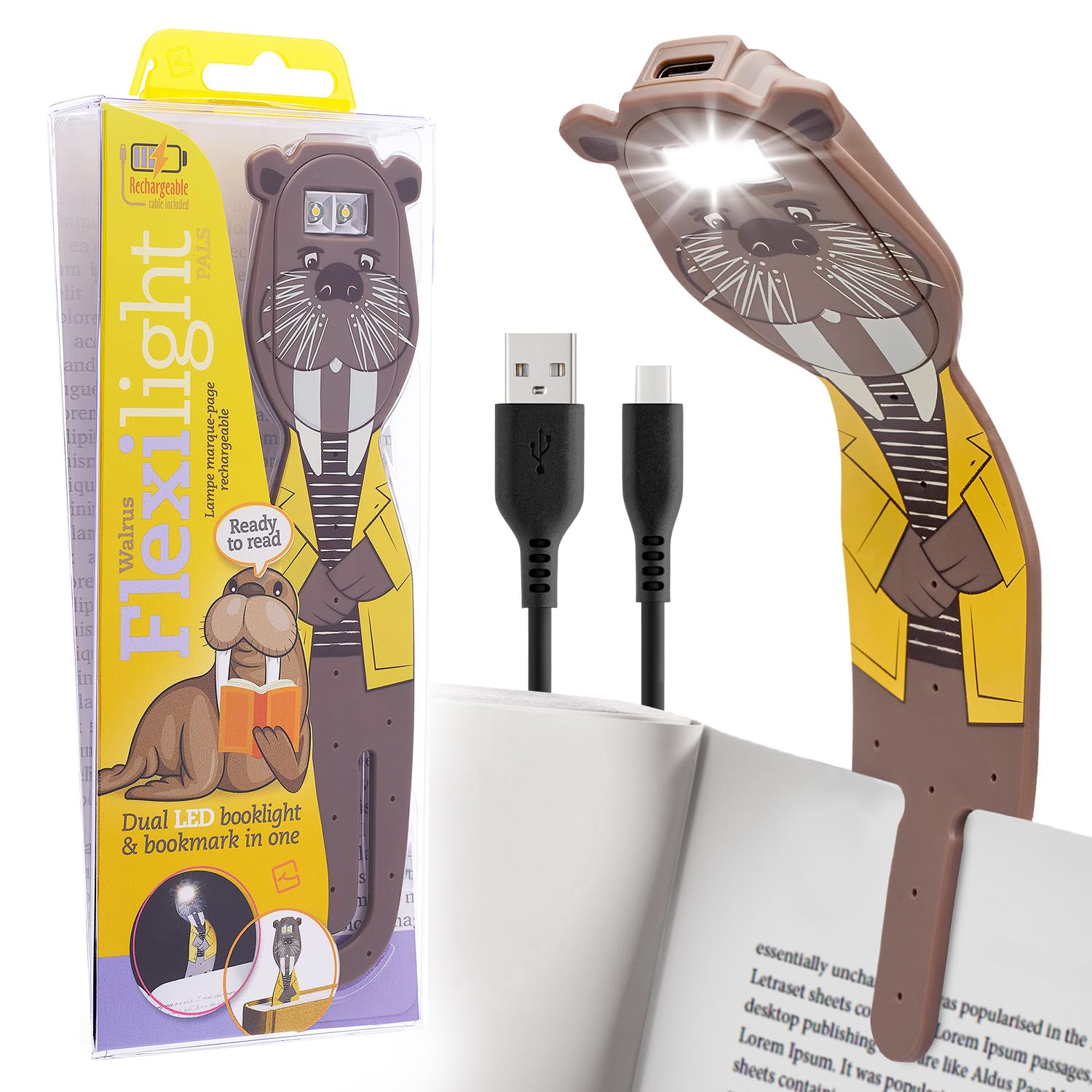 Flexilight Reachargeable Reading Light | 2 in 1 Bookmark Book Light | LED Clip On Reading Lamp | Children and Adult Book Torch | Book Accessories | Gift for Readers, Book Lovers.