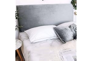 SIELUNO Headboard Cover for Cal King Size,Velvet Headboard Slipcover,Solid Color Dustproof Bed Head Cover for Bedroom Decoration(Silver,71 inch)