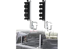 SPIRRELAB Aluminum Fishing Rod Holder for Truck Bed Holds 4 Fishing Rods, Truck Bed Fishing Rod Holder for Pickup, Gift for Truck Owners, Fishing, Outdoors, Dad, Family
