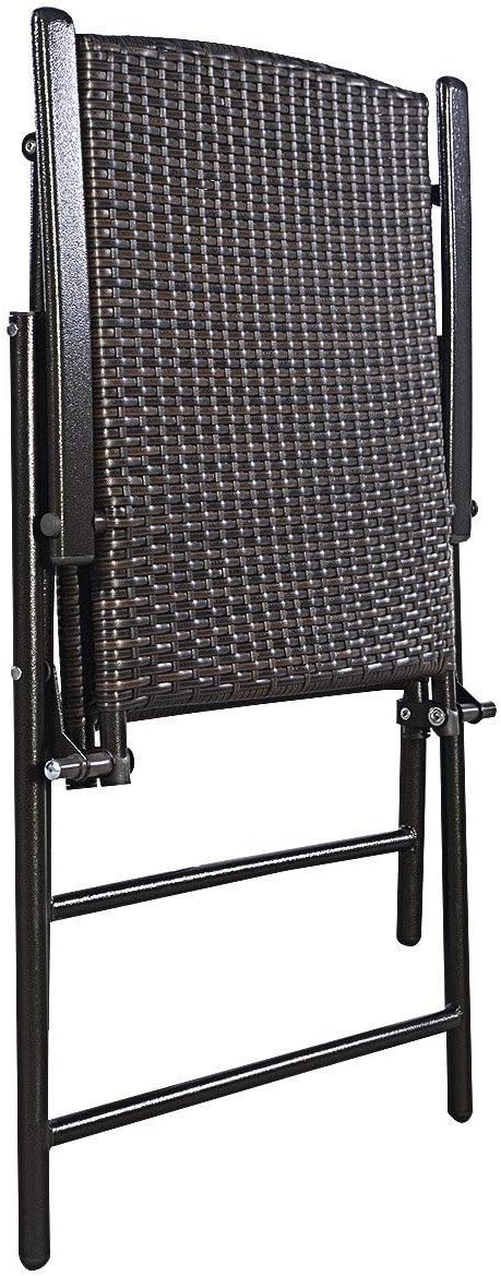COSTWAY HW51584 P 4 PCS Folding Patio Outdoor Pool Lawn Portable Wicker Armrest & Footrest Durable Rattan Steel Frame Commercial Foldable Stackable Party Wedding Chair Set (24X23X, Mix Brown: Kitchen & Dining