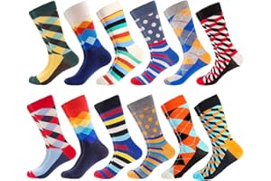 BONANGEL Mens Dress Socks Fun Funny Colorful Crazy Crew Dress Socks For Men 9-12