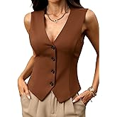 ELLEVEN High Stretchy Vest Tops for Women, Knit V-Neck Sleeveless Button Down Vest Business Casual Outfits