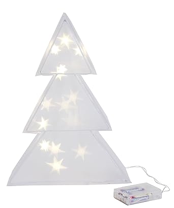 Best Season LED-Leuchter'3D Tree', Material : Kunststoff, 20 warm weiß LED, ca. 35 x 25 cm, batteriebetrieben, Timer, Vierfar