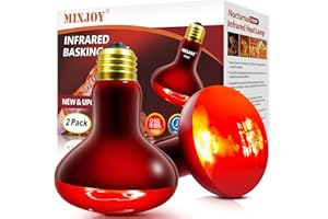 MIXJOY Infrared Heat Lamp Bulbs, 2 Pack 100W Reptile Red Heat Lamp Bulbs Infrared Basking Light Bulbs for Reptiles, Bearded D