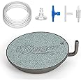 hygger Aquarium Air Stone, 1.5 Inch Fish Tank Bubbler Stone Kit Makes Super Tiny Bubbles, Ultra-High Dissolved Airstone with Stainless Steel Base Aquarium Fish Tank and Hydroponic
