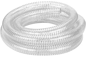 GEOWAKY Suction Hose 3/4"ID x 10ft Reinforced Tubing PVC Clear Wire Vinyl Tubing,Heavy Duty Spiral Steel Flexible Hose,Dust Collection Boat Marine Pump, Drain