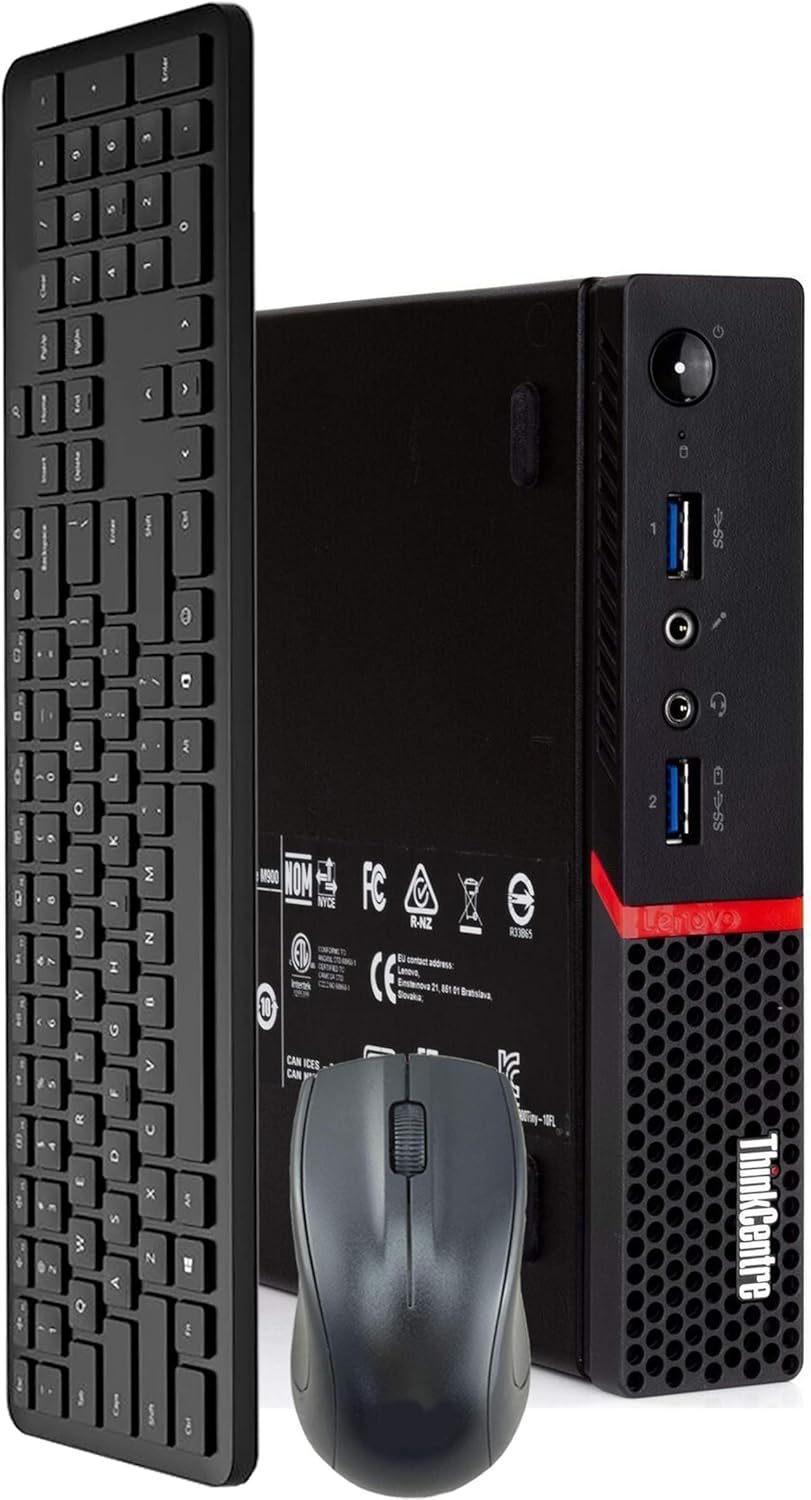 Lenovo ThinkCentre M700 Tiny Computer Desktop PC, Intel Quad Core i5 6400T Processor, 16GB Ram, 512GB M.2 SSD,Wireless Keyboard & Mouse, Wifi | Bluetooth, Windows 10 Professional (Renewed)