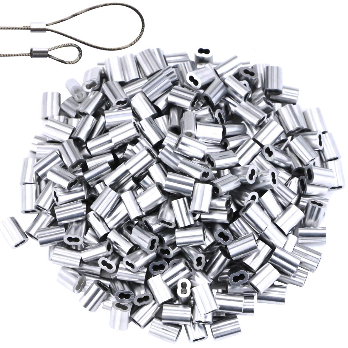 Twdrer 400PCS 1/16" Cable Ferrule Aluminum Crimping Loop Sleeve Duplex