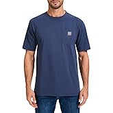 Kecols Men's Loose Fit Heavyweight Short-Sleeve Pocket Work T-Shirt (Regular&Tall)