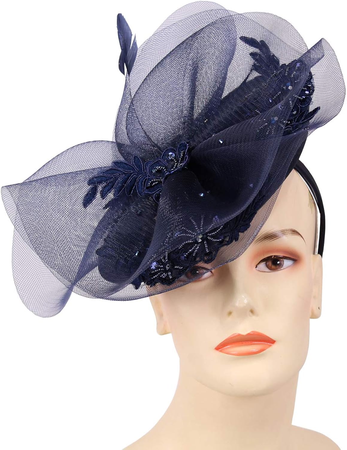navy fascinator hat