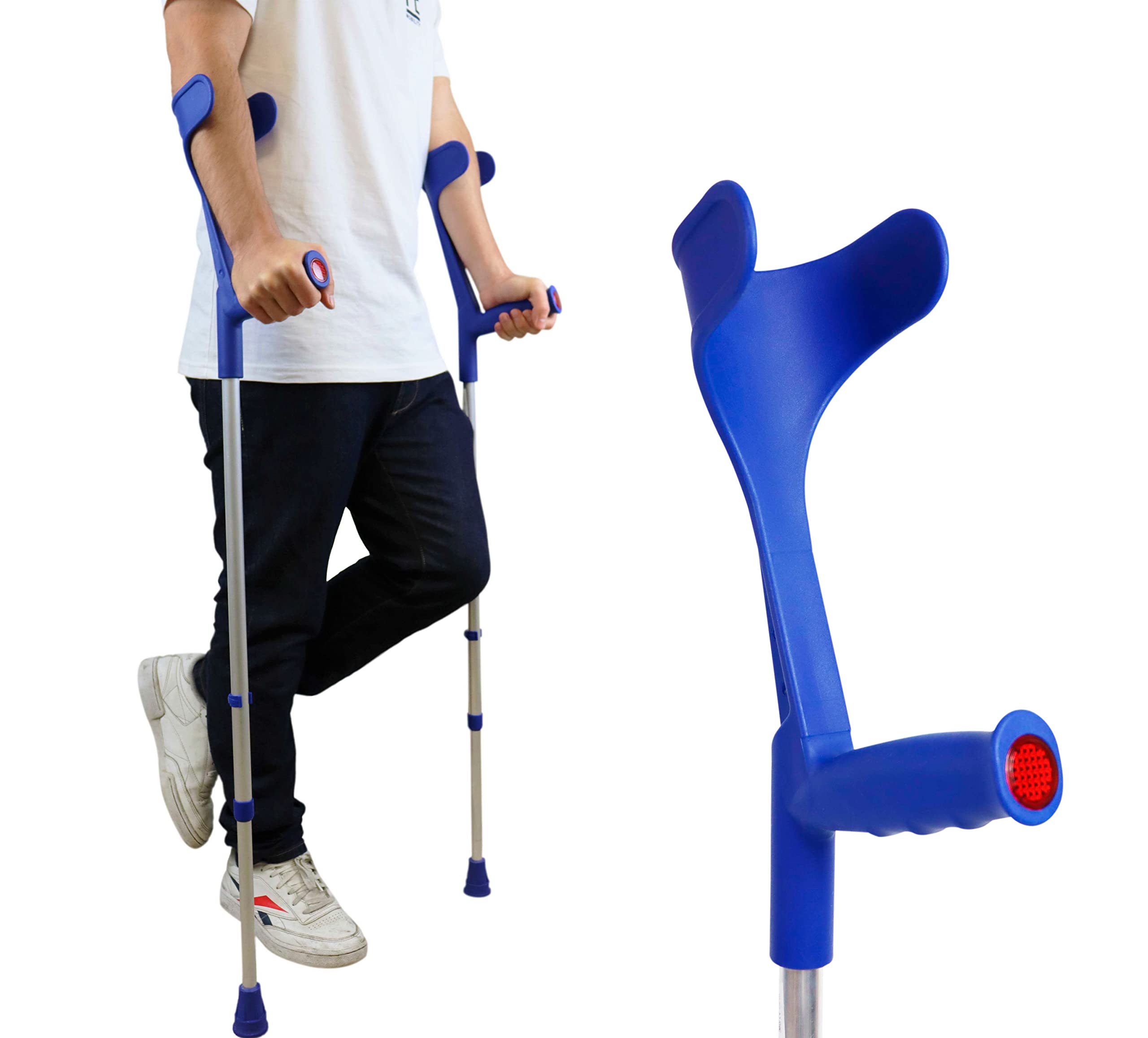 PEPE Mobility Crutches for Adults Women and Men (x2 Units), Adjustable Height, Aluminium, Lightweight Elbow Crutches - Made in Europe