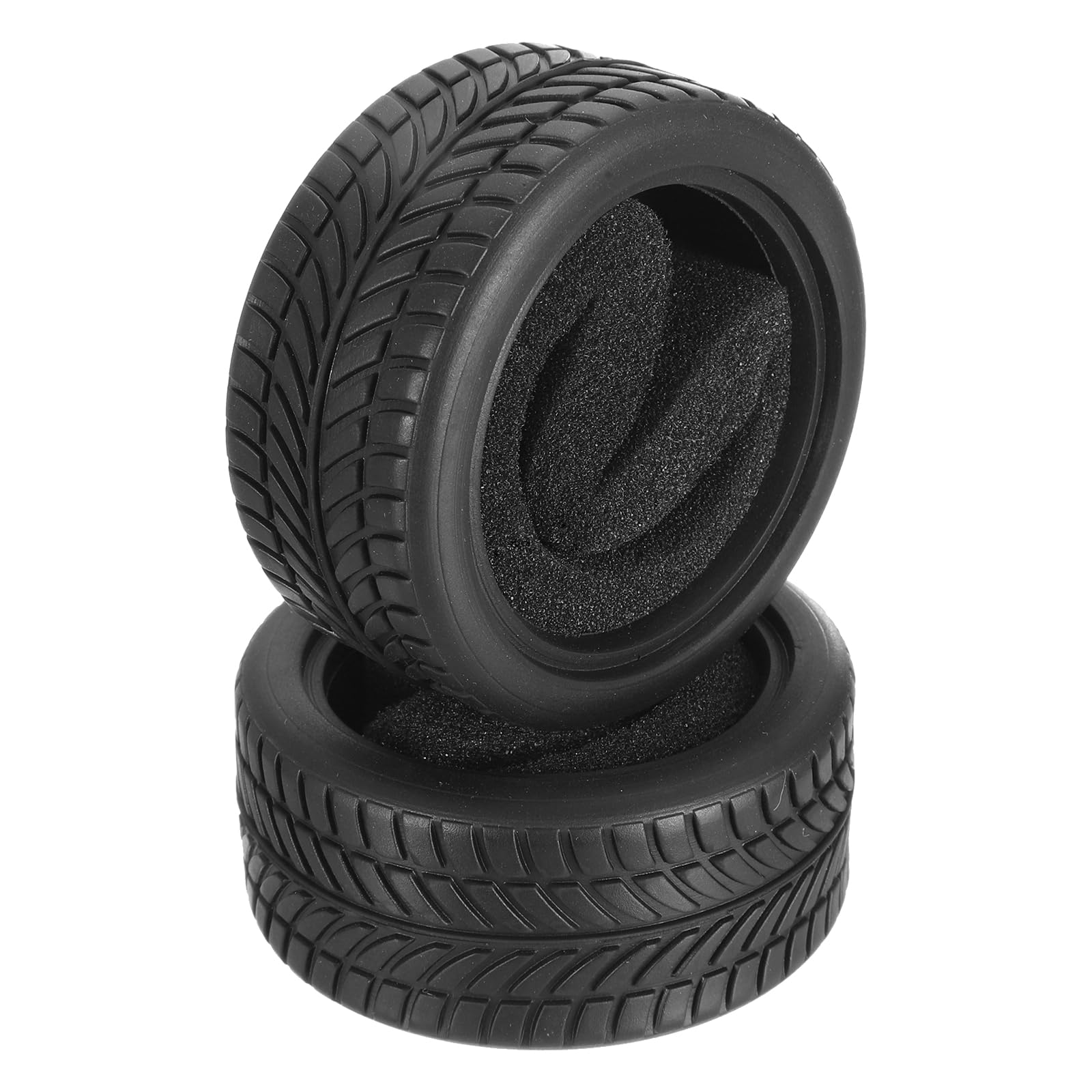 sourcing map 2 Pcs RC 1/10 on Road Car Tire, Rubber Super Soft Tyre Racing Drift Tires with Foam Insert for RC 1:10 HPS TT01 Touring Drift Car Wheel Rim Upgrades Checkered Pattern