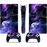 Skin Wrap Vinyl Decal Compatible with PS5 Slim Digital Edition (Purple) | Game Console Protective Sticker, Wireless Controller Accessories Cover