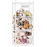 SpaceAid Stuffed Animal Storage Organizer, Wood Animals Zoo Toy Plushies Storage Holder, Large Capacity Plush Toy Cage for Playroom Organization, 22.8" Wide, White