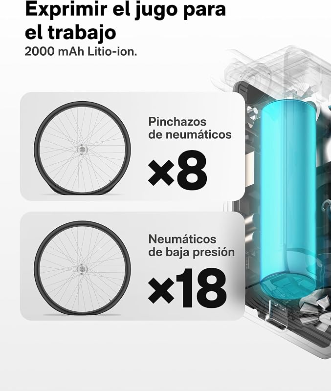 Inflador de Ruedas para Coche, Mini Bomba de Aire para Bicicleta