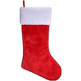 Haute Decor HangRight Adjustable Christmas Stocking - Adjustable Loop - Hangs Straight from Fireplace Mantel - Classic Red and White