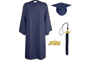 TngHui Unisex Matte Graduation Gown Cap 2024 Year Charm for High School Rich in Color