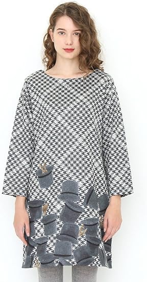 Amazon グラニフ Graniph 総柄 ニット フリース ワンピース ラビット アンド ハット ヘザーグレー レディース Lady F G110 ワンピース チュニック 通販