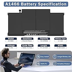 COWOOGMZ A1466 Battery for MacBook Air Battery