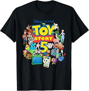 Disney and Pixar's Toy Story 5 Logo & Character Collage T-Shirt