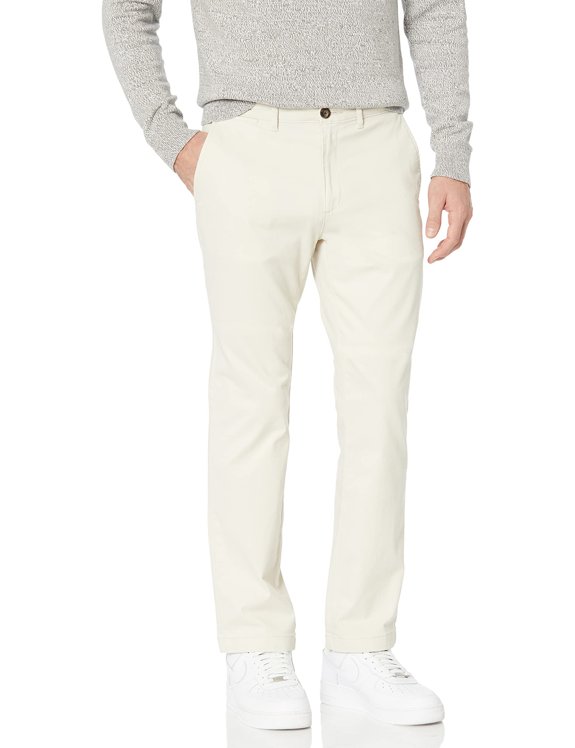 Photo 1 of Amazon Essentials Mens Straight-Fit Casual Stretch Chino Pants, Stone, 40W x 29L