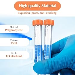 Konohan 200 Pcs Conical Centrifuge Tubes Plastic