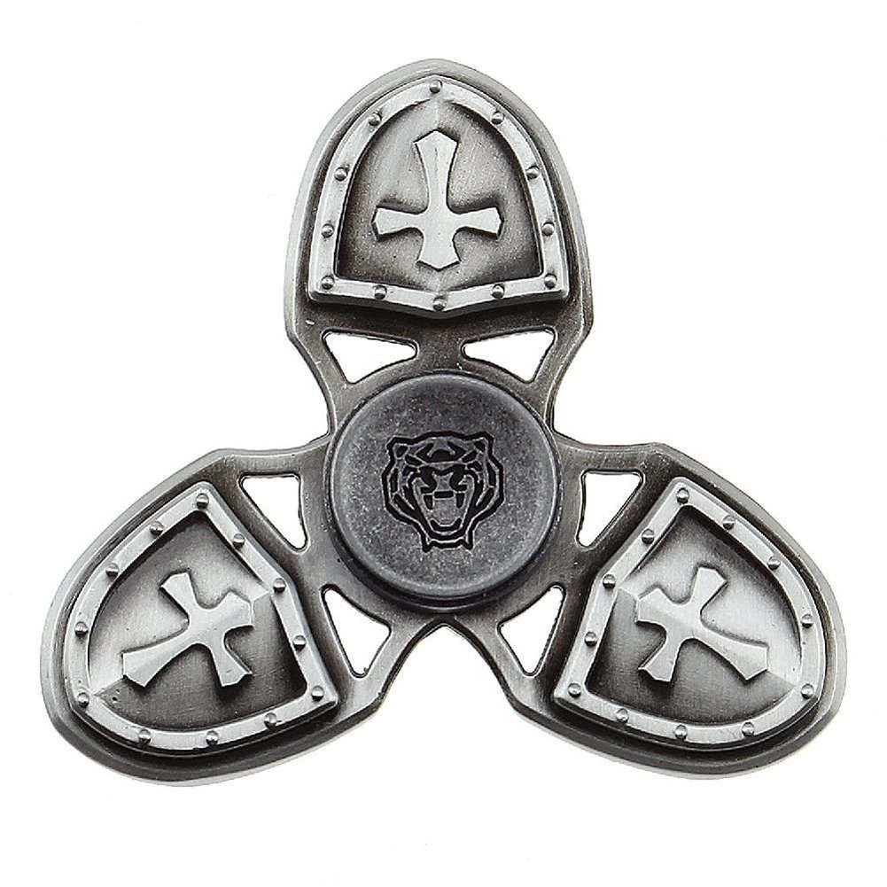 N2N Fidget Spinner - The Crusaders Spinner, Tri-Leaf Gyro of Bronze Alloy with Ceramic Bearing,High Speed Spins, Anxiety Relief Toy (Silver)
