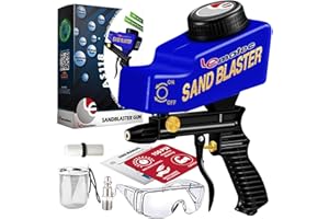 LE LEMATEC Portable Sandblaster Gun Kit - Includes Connector, Ceramic Nozzle, & Media Mesh Filter - for Cleaning Rust, Dirt, 