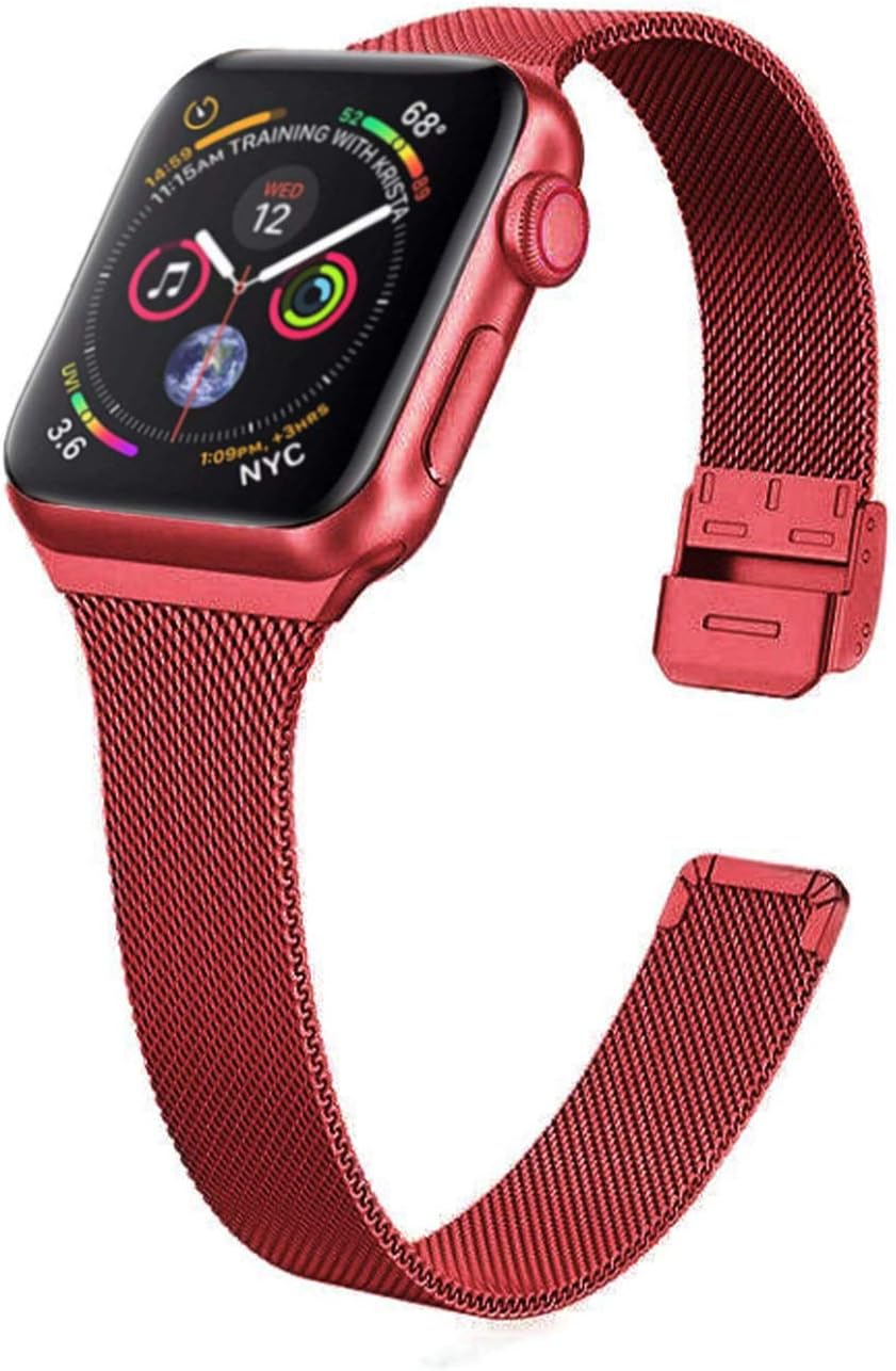 Stainless Steel Metal Mesh Watch Band Compatible with Apple Watch Band 38mm 40mm 42mm 44mm, Replacement Wristband Adjustable Strap Compatible with iWatch Series 6/5/4/3/2/1 SE for Men Women
