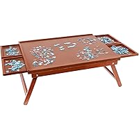 Jumbl 1000-Piece Puzzle Board Rack w/Legs | 23” x 31” Jigsaw Puzzle Table | 4 Removable Magnetic Sorting Drawers | Smooth Pla