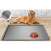 Dog Mat for Food and Water - 39.4" x 27" Large Pet Feeding Mats with Residue Collection Pocket - Waterproof Dog Cat Bowl Mat with High Edges to Prevent Water and Food Spills (Light Grey)