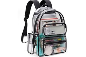 TINYAT Clear Backpack Heavy Duty Transparent backpack Large Capacity See Through Bags Stadium Approved for Concerts, Sports