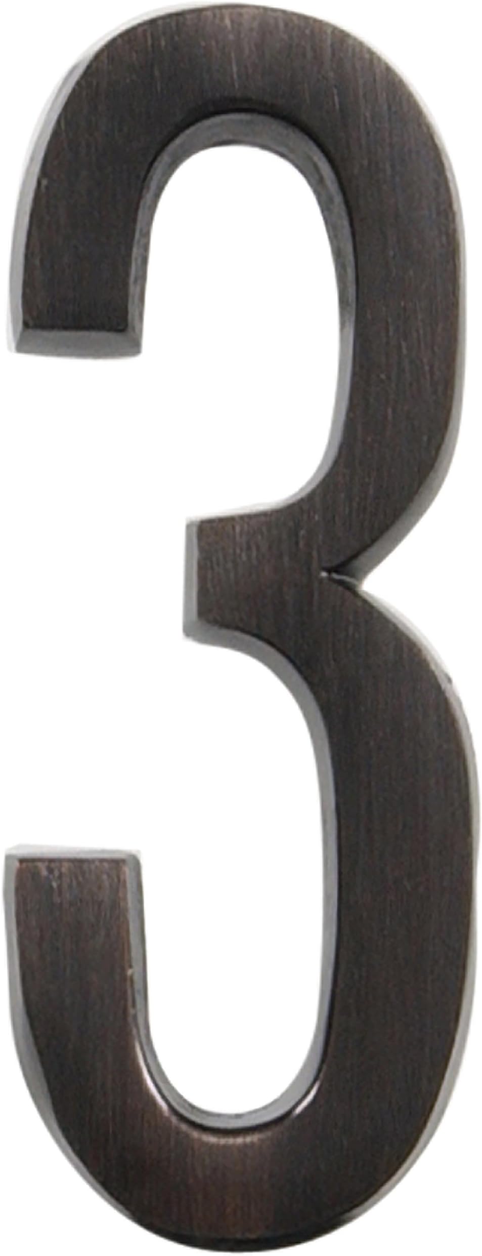Distinctions by Hillman 843257 4-Inch Die Cast Self-Adhesive House Address Plaque, Aged Bronze, Number 3