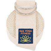 Extra-Wide 2 Inch Cotton Yoga Strap: Stretching, Physical Therapy, Exercise | Slip-free steel D-rings; adjustable; non-slip; 8 &amp; 10 ft lengths; storage bag + e-book; hamstring &amp; legs; flexibility &amp; rehab