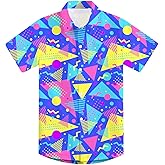 uideazone 2-10 Years Boys Button Down Shirts 3D Graphic Hawaiian Aloha Short Sleeve Dress Shirt Tops