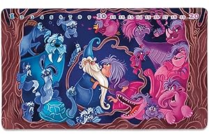 FROGIGO Lorcana TCG Playmat Merlin & Madam Mim Paint 24" x 14" Non-Slip with Mat Bag & Stitched Edge, with Play Zone - MMB