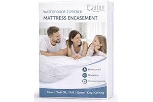 Zippered Mattress Encasement Queen Size Waterproof Mattress Protector with Zipper, Breathable & Noiseless Absorbent 6-Sided M