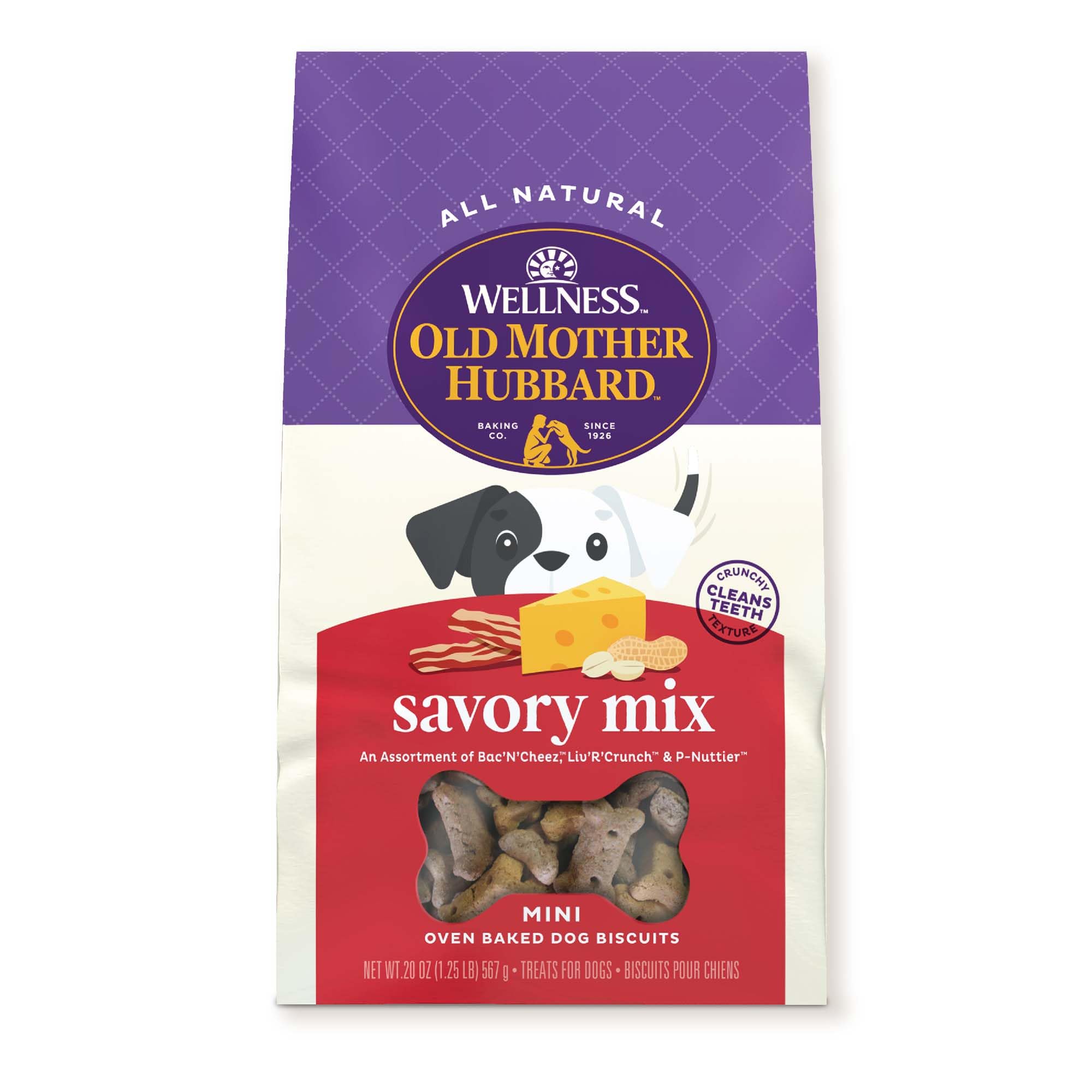 Old Mother Hubbard Wellness Savory Mix Dog Biscuits, Natural, Training Treats, Mini Size, (20 Ounce Bag)